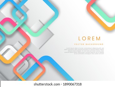 Abstract minimal style orange, blue, gradient with geometric squares overlapping creative design on grey background. You can use for ad, poster, template, business presentation. Vector illustration