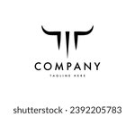 abstract minimal stylish bull head logo design