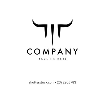 abstract minimal stylish bull head logo design