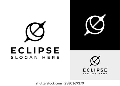 Abstract Minimal Sun Moon Eclipse Crescent Satellite Lunar Logo Design Branding Template