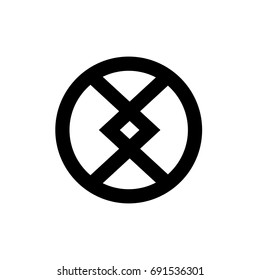 Abstract minimal symbol inscribed in a circle. For icon, logo or tattoo. Stock vector,
