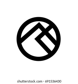 Abstract minimal symbol inscribed in a circle. For icon, logo or tattoo. Stock vector,
