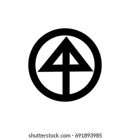 Abstract minimal symbol inscribed in a circle. For icon, log or tattoo. Stock vector.