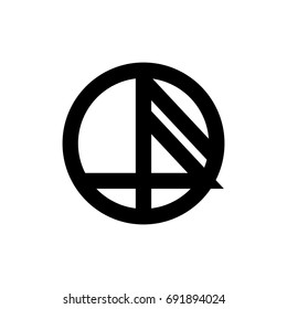 Abstract minimal symbol inscribed in a circle. For icon, log or tattoo. Stock vector.