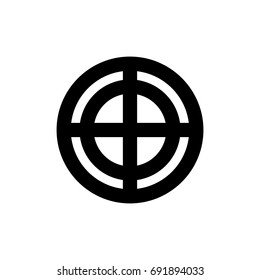 Abstract minimal symbol inscribed in a circle. For icon, log or tattoo. Stock vector.