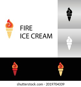 Abstract and minimal torch shape logo design template, corporate and luxury logo design, fire ice cream logo
