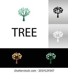 Abstract and minimal tree logo design template with leaf, corporate, and luxury logo design