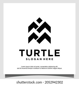Abstract minimal turtle logo design. Modern geometric icon. Sea turtle illustration.