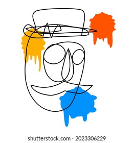 Abstract minimal uncle line face.vector and illustration.