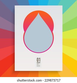 Abstract minimal unusual flyer design with raindrop shape and your text  Eps 10 stock vector illustration 