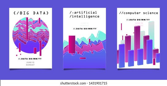 Abstract minimal vector background for Computer Analytics subject: statistical analysis, data mining and machine learning. Vaporwave/ synthwave futuristic neon aesthetics style. 