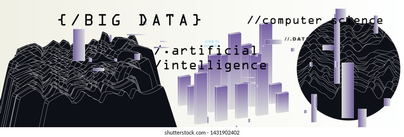 Abstract minimal vector background for Computer Analytics subject: statistical analysis, data mining and machine learning. Vaporwave/ synthwave futuristic neon aesthetics style. 
