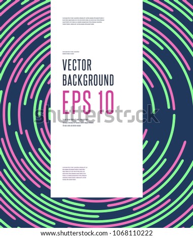 Abstract minimal vector background design with text template. Modern neon lime purple circle lines and design template elements for your art, flyers, posters, covers, banners. Vector EPS 10