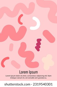 Abstract Minimal Vector Background in Trendy Doodle Style.   Colorful Graphic Print with Dynamic Lines and Geometric Shapes. Set of Vivid Hipster Poster Design for Landing Page, Cover, Brochure. 