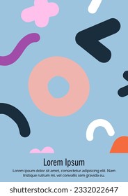 Abstract Minimal Vector Background in Trendy Memphis Style. Vibrant Graphic Print with Dynamic Lines and Geometric Shapes.  Set of Vivid Modern Poster Design for Landing Page, Cover, Brochure.