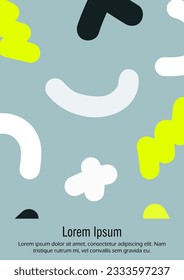 Abstract Minimal Vector Background in Trendy Bahaus Style. Colorful Graphic Print with Dynamic Lines and Geometric Shapes. Set of Vivid Hipster Poster Design for Landing Page, Cover, Brochure. 