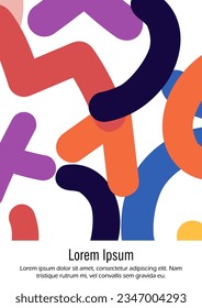 Abstract Minimal Vector Background in Trendy Doodle Style.   Vibrant Graphic Print with Dynamic Lines and Geometric Shapes.  Set of Vivid Modern Poster Design for Landing Page, Cover, Brochure.