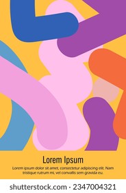 Abstract Minimal Vector Background in Trendy Doodle Style.   Bright Retro Print with Dynamic Lines and Geometric Shapes.  Set of Vivid Hipster Poster Design for Landing Page, Cover, Brochure. 