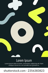 Abstract Minimal Vector Background in Trendy Memphis Style. Vibrant Graphic Print with Dynamic Lines and Geometric Shapes.  Set of Vivid Poster 80s - 90s Design for Landing Page, Cover, Brochure. 
