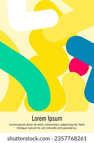 Abstrakter minimaler Vektorhintergrund im trendigen Memphis-Stil. Belebter Grafikdruck mit dynamischen Linien und geometrischen Formen.  Set von Vivid Modern Poster Design für Landing Page, Cover, Broschüre.