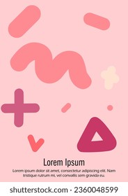 Abstract Minimal Vector Background in Trendy Bahaus Style. Vibrant Graphic Print with Dynamic Lines and Geometric Shapes.  Set of Vivid Poster 80s - 90s Design for Landing Page, Cover, Brochure. 