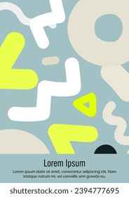 Abstract Minimal Vector Background in Trendy Memphis Style. Vibrant Graphic Print with Dynamic Lines and Geometric Shapes.  Set of Vivid Poster 80s - 90s Design for Landing Page, Cover, Brochure. 