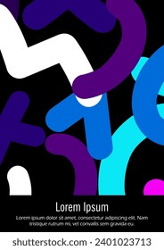 Abstract Minimal Vector Background in Trendy Memphis Style. Vibrant Graphic Print with Dynamic Lines and Geometric Shapes.  Set of Vivid Hipster Poster Design for Landing Page, Cover, Brochure. 