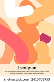 Abstract Minimal Vector Background in Trendy Doodle Style.   Bright Retro Print with Dynamic Lines and Geometric Shapes.  Set of Vivid Poster 80s - 90s Design for Landing Page, Cover, Brochure. 