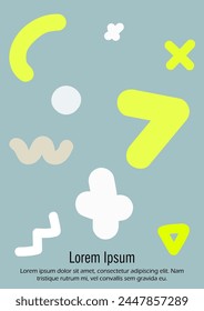 Abstract Minimal Vector Background in Trendy Bahaus Style. Colorful Graphic Print with Dynamic Lines and Geometric Shapes. Set of Vivid Hipster Poster Design for Landing Page, Cover, Brochure. 