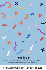 Abstract Minimal Vector Background in Trendy Bahaus Style. Bright Retro Print with Dynamic Lines and Geometric Shapes.  Set of Vivid Modern Poster Design for Landing Page, Cover, Brochure.