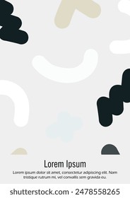 Abstract Minimal Vector Background in Trendy Bahaus Style. Vibrant Graphic Print with Dynamic Lines and Geometric Shapes.  Set of Vivid Poster 80s - 90s Design for Landing Page, Cover, Brochure. 