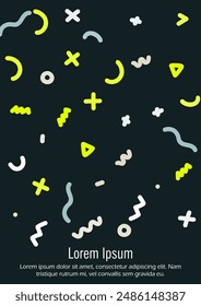 Abstract Minimal Vector Background in Trendy Bahaus Style. Vibrant Graphic Print with Dynamic Lines and Geometric Shapes.  Set of Vivid Hipster Poster Design for Landing Page, Cover, Brochure. 