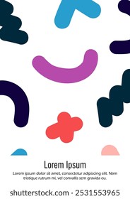 Abstract Minimal Vector Background in Trendy Bahaus Style. Vibrant Graphic Print with Dynamic Lines and Geometric Shapes.  Set of Vivid Poster 80s - 90s Design for Landing Page, Cover, Brochure. 