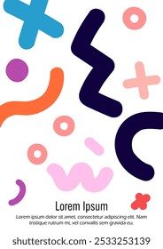 Abstract Minimal Vector Background in Trendy Doodle Style.   Vibrant Graphic Print with Dynamic Lines and Geometric Shapes.  Set of Vivid Modern Poster Design for Landing Page, Cover, Brochure.