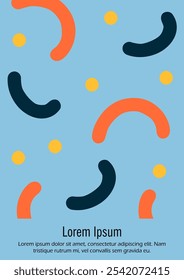 Abstrato Mínimo Vetor Fundo no estilo Memphis da moda. Impressão gráfica vibrante com linhas dinâmicas e formas geométricas.  Conjunto de design de pôster moderno vívido para a página de aterrissagem, capa, folheto.