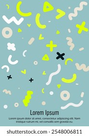 Abstract Minimal Vector Background in Trendy Bahaus Style. Colorful Graphic Print with Dynamic Lines and Geometric Shapes. Set of Vivid Poster 80s - 90s Design for Landing Page, Cover, Brochure. 