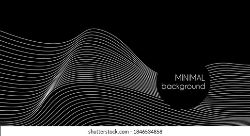 Abstract minimal vector background with wavy blend lines. Black backdrop for business presentations, banners, flyers