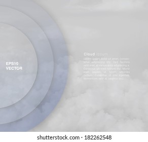 Abstract minimal vector design of circle shaped banner or text box with sky background for web, brochure, print, infographics or other medium