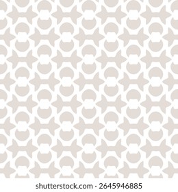 Abstract minimal vector geometric seamless pattern. Stylish beige and white background with quirky shapes. Subtle modern ornament texture. Funky repeated geo design for decor, print, textile, package