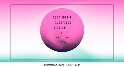 Abstract Minimal Vector Illustration in Retrofuturistic/ Synthwave/ Vaporwave Style. Pink Circle on Blurry Gradient Background. Design Template for Music Event, Electro Dance Party. 