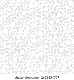 Abstrato padrão contínuo de vetor mínimo. Ornamento geométrico de luxo com malha curvada diagonal, grade, reticulado, linhas finas. Elegante cinza e branco delicado textura de fundo. Design de repetição sutil