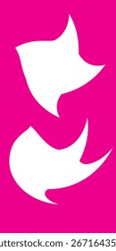 Vetor mínimo abstrato com formas dinâmicas curvas brancas no fundo rosa vibrante, ilustração geométrica moderna para branding, cartaz, têxteis, papel de parede, logotipo, arte decorativa e design digital