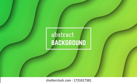 Abstract minimal wave geometric background.  Green wave layer shape for banner, templates, cards. Vector illustration.