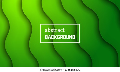 Abstract minimal wave geometric background.  Green wave layer shape for banner, templates, cards. Vector illustration.