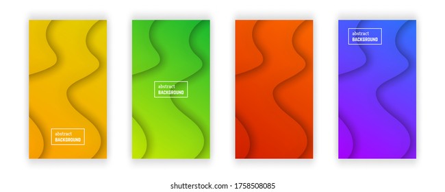Abstract minimal wave geometric background.  Set of four wave layer shape for banner, templates, cards. Vector illustration.
