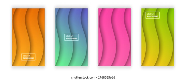 Abstract minimal wave geometric background.  Set of four wave layer shape for banner, templates, cards. Vector illustration.