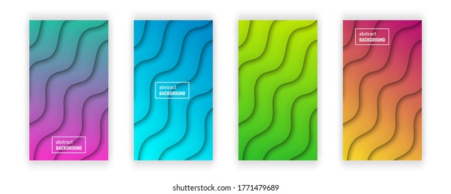 Abstract minimal wave geometric background.  Set of four wave layer shape for banner, templates, cards. Vector illustration.