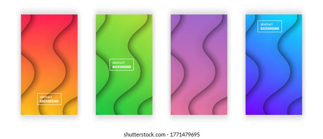 Abstract minimal wave geometric background.  Set of four wave layer shape for banner, templates, cards. Vector illustration.