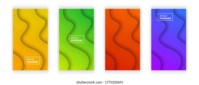 Abstract minimal wave geometric background.  Set of four wave layer shape for banner, templates, cards. Vector illustration.