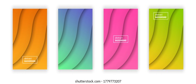 Abstract minimal wave geometric background.  Set of four wave layer shape for banner, templates, cards. Vector illustration.